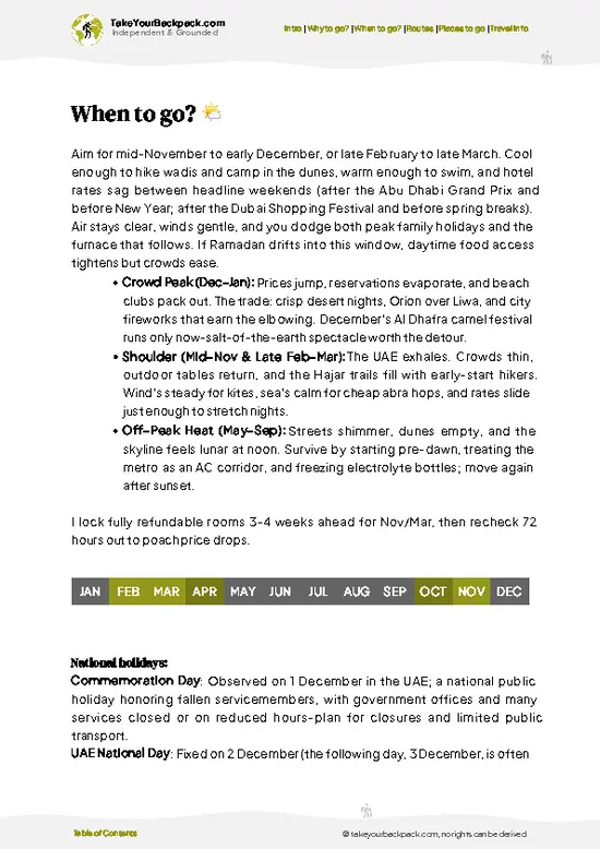 example page 3 from our offline Travel Guide for United Arab Emirates